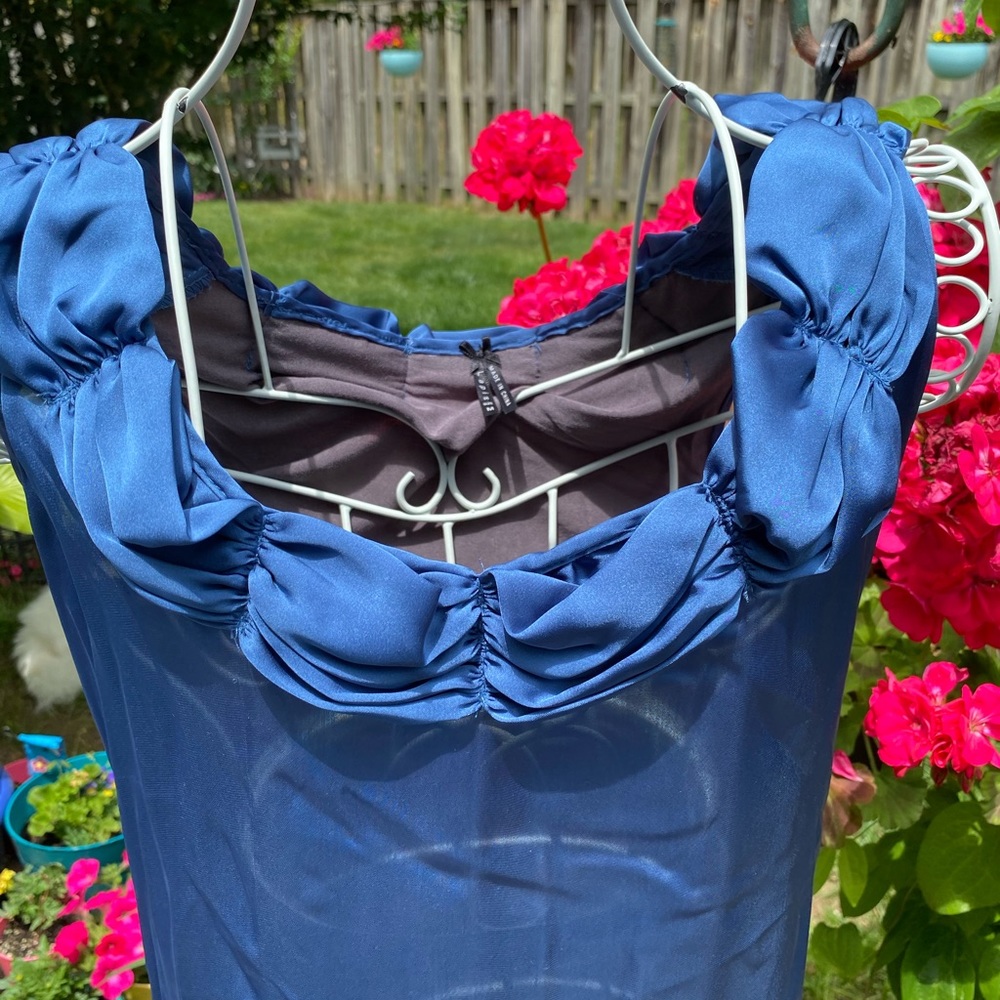 Lapis Ruffle Two Tone Top Size Medium - Picture 2 of 5